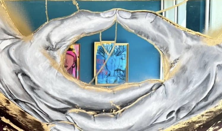 Sacral — Detail — the gilded mirror at the work's center
